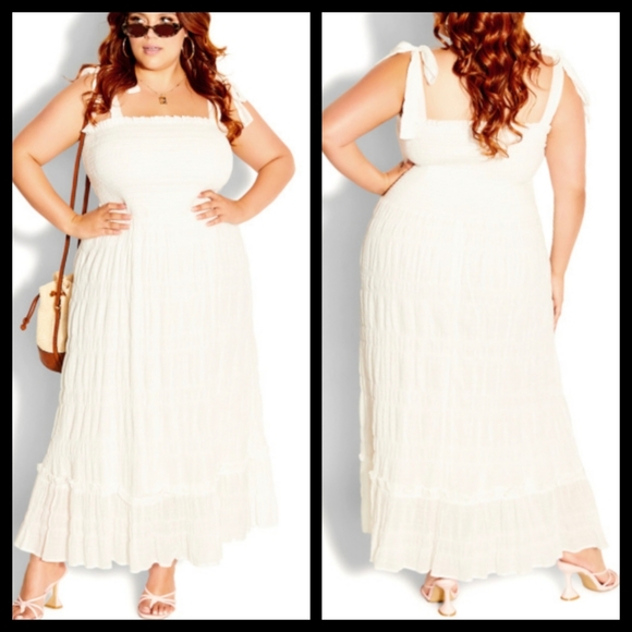 City Chic Dresses & Skirts - City Chic Ivory Tie Maxi Dress 24 NWT
